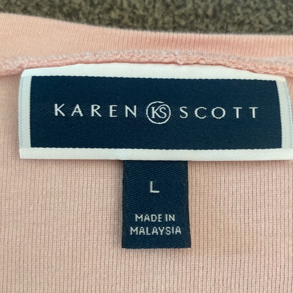 Karen Scott Peach Short Sleeve Henley Top Size L - Picture 6 of 6